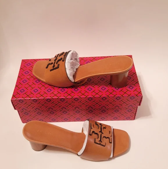 NWT Tory Burch Ines Mule Heeled Sandal 55 MM, Goat Leather, Size 9.5 - Picture 7 of 10